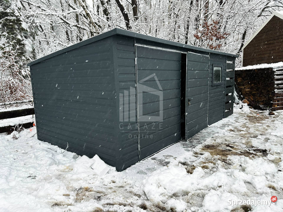 Domek Ogrodowy Schowek Blaszany 5x3 1x3 Antracyt Przemyśl