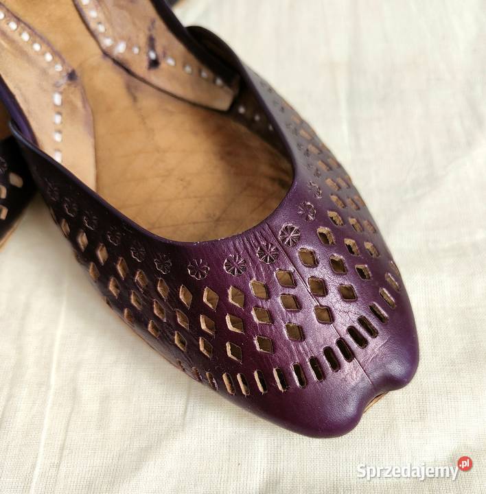 Fioletowe skórzane buty balerinki 37 skóra Szczecin