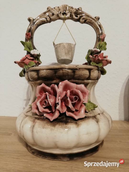 Piekny duży koszyk wazon osłonka Porcelana i szkło Gorlice