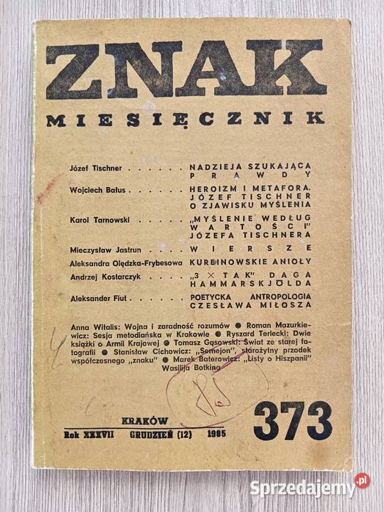 Znak miesięcznik 373 Józef Tischner Daga Kraków
