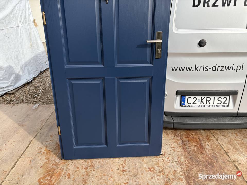 DRZWI DREWNIANE KLATKOWE RAL5011 dostępne ręki 98cm Toruń