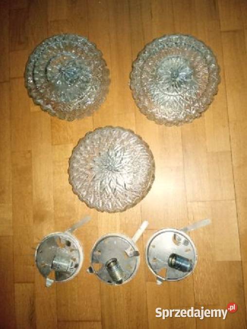 Klosze do plafonu POLAM 3 klosze PRL szkło Łódź