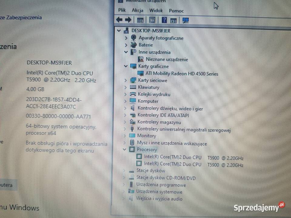 Laptop Asus X61S 2x22Ghz4Gb160GbAti 512Mb Asus Rymanów