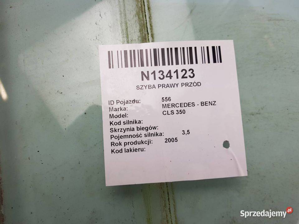 SZYBA PRAWY PRZÓD MERCEDES CLS 350 osobowe kujawsko-pomorskie Lipno