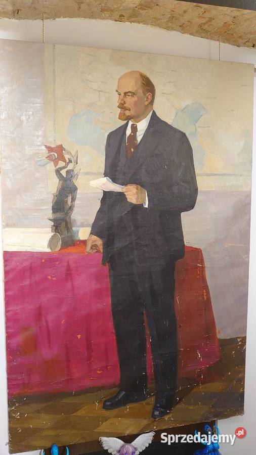 Duże płótno socrealizm Lenin wielkopolskie Poznań