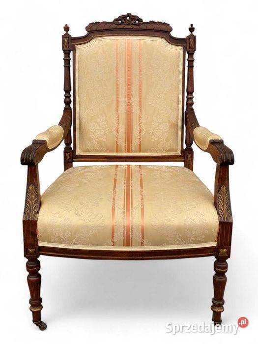 Pięknie rzeźbiony stary fotel eklektyczny orzech Fotele Gryfice