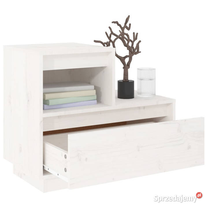 Szafki nocne 2 białe 60x34x51 lite drewno Nocne