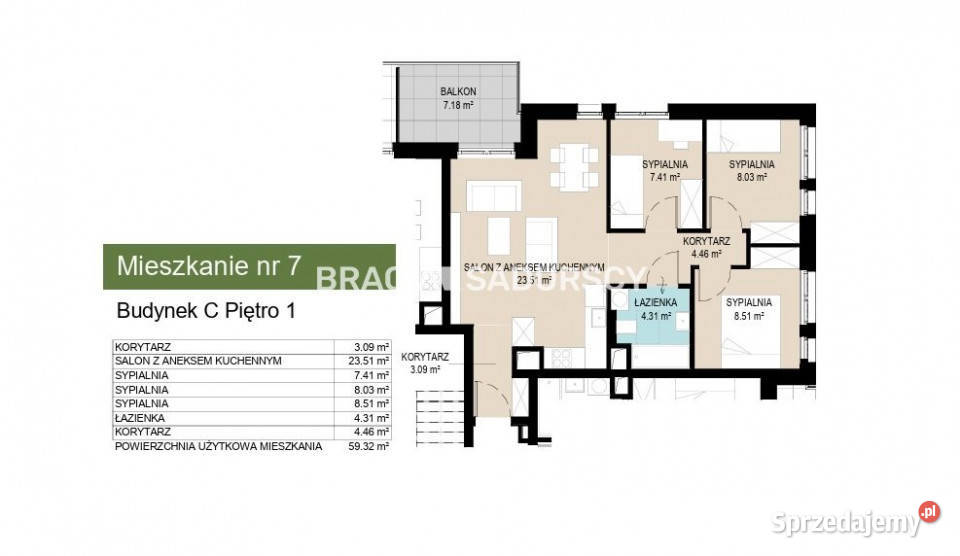 Mieszkanie Kraków Kantrowicka 5931m2 4 pokoje Piętro 1