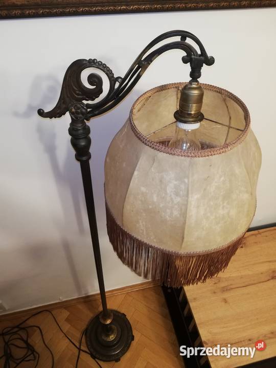 Lampa stojąca z abażurem przedwojenny Antyk Warszawa