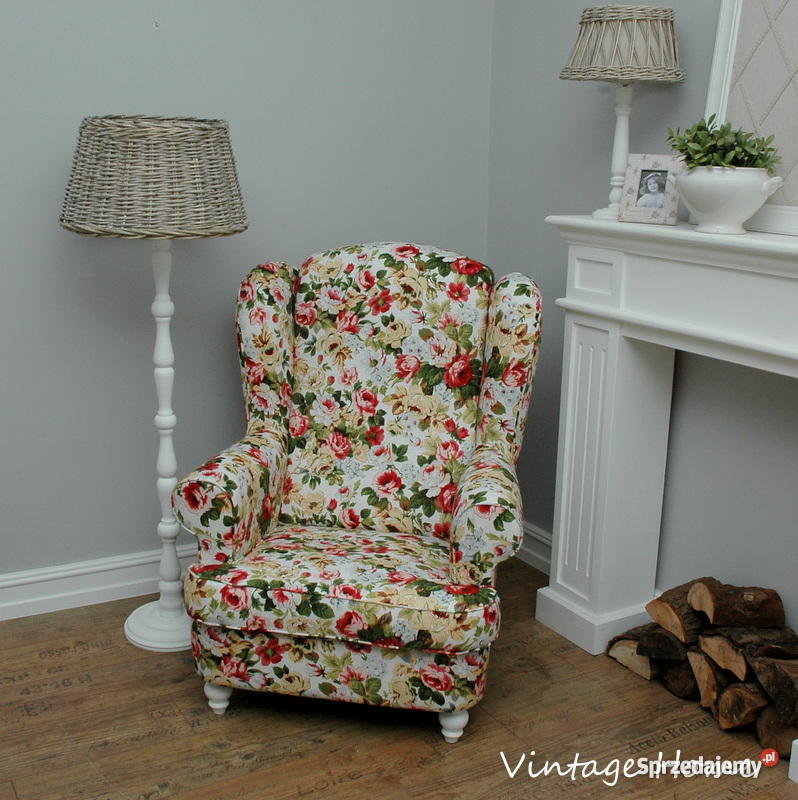 UROCZY FOTEL W RÓŻE USZAK PROWANSJA SHABBY CHIC zachodniopomorskie Szczecin