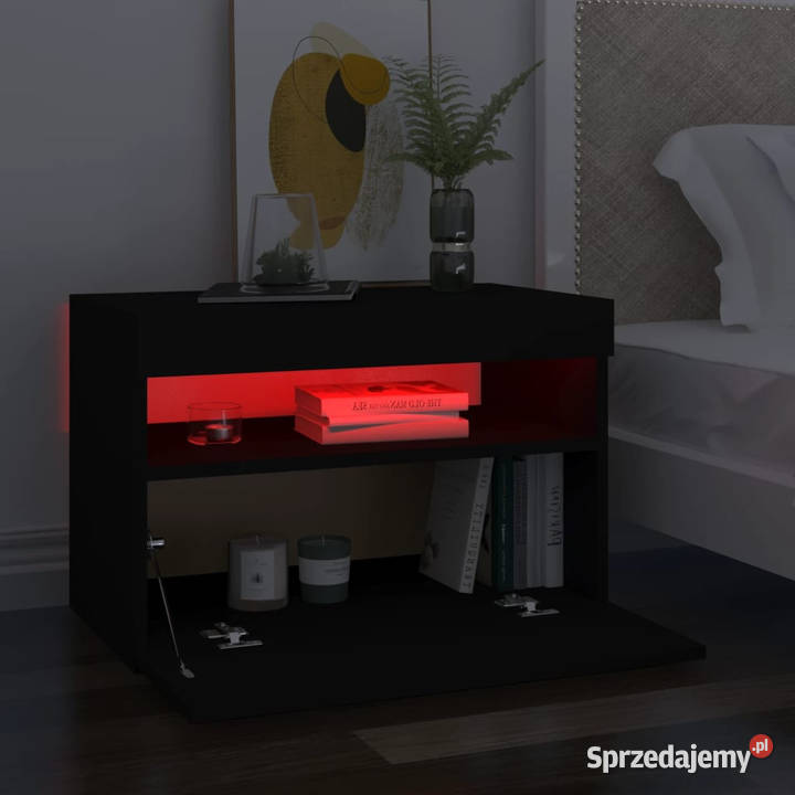 Szafka pod TV z oświetleniem LED czarna 60x35x40 Warszawa