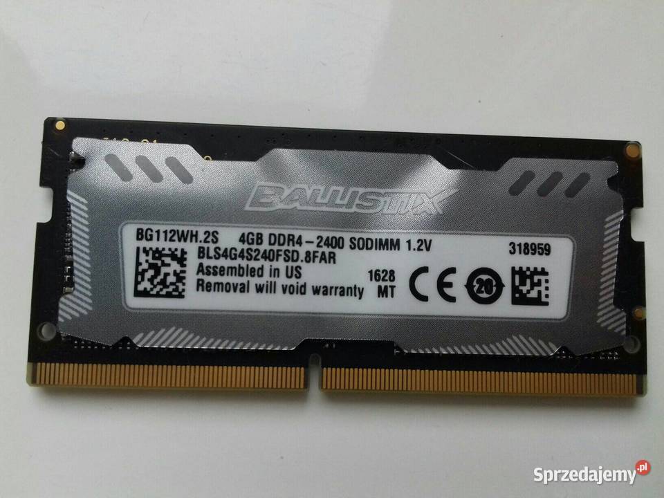 Crucial Ballistix Sport DDR4 4GB laptopowa 2400 Bydgoszcz