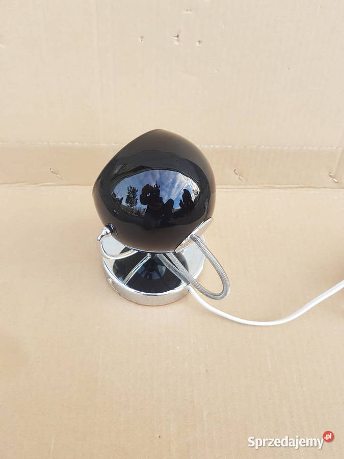Lampka stołowa TV KULKA czarna SZKŁO mała FAJNA Warszawa