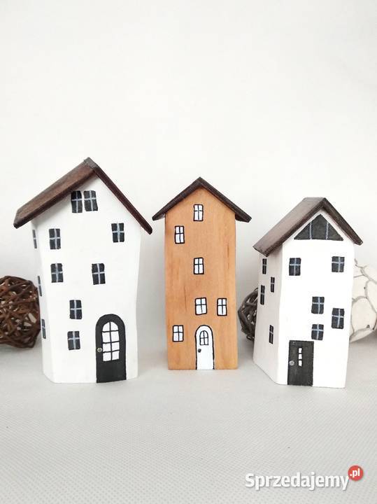 Bukowe dekoracyjne domki biały