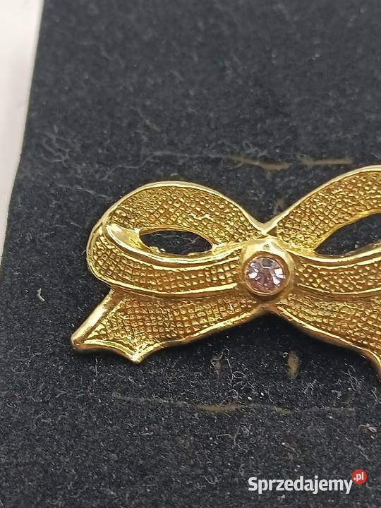 BIŻUTERIA BROSZKA PIĘKNA KOKARDA KOLORU ZŁOTEGO Zamość