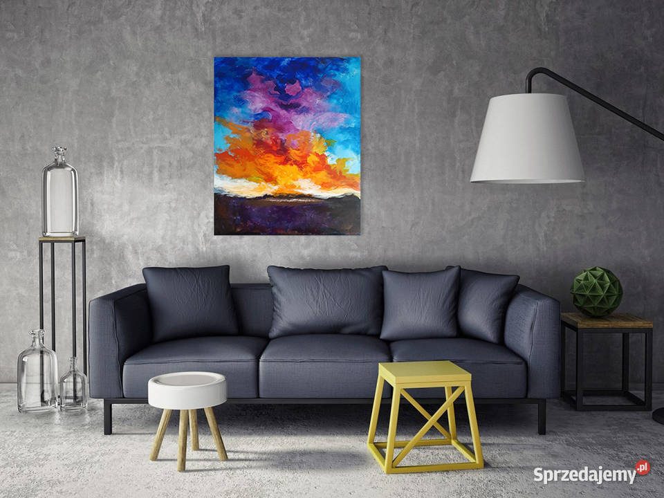 CHMURY obraz akrylowy 60x50 pejzaż krajobraz Malarstwo śląskie Katowice