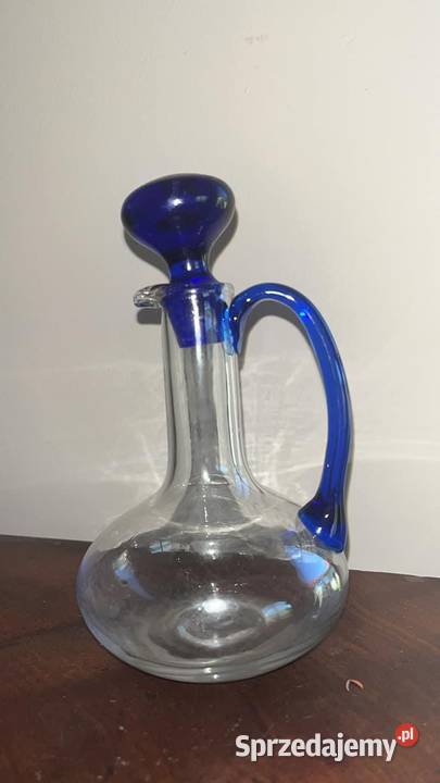 Karafka ze szkła przezroczystego Z kobaltem sprzedam