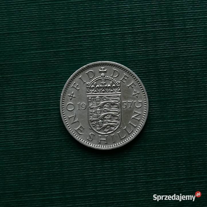 WIELKA BRYTANIA 1 szyling 1957r Herb angielski śląskie Gliwice