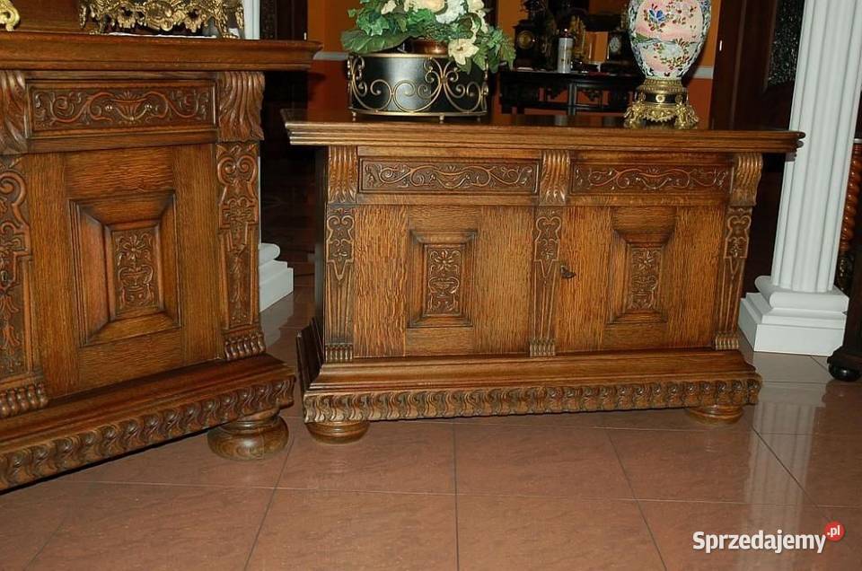 Dębowa rzeźbiona komoda szafka 130 1900 Machnacz sprzedam