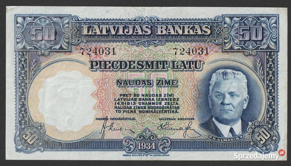 Łotwa 50 latu 1934 Karlis Ulmanis stan 2 Łódź