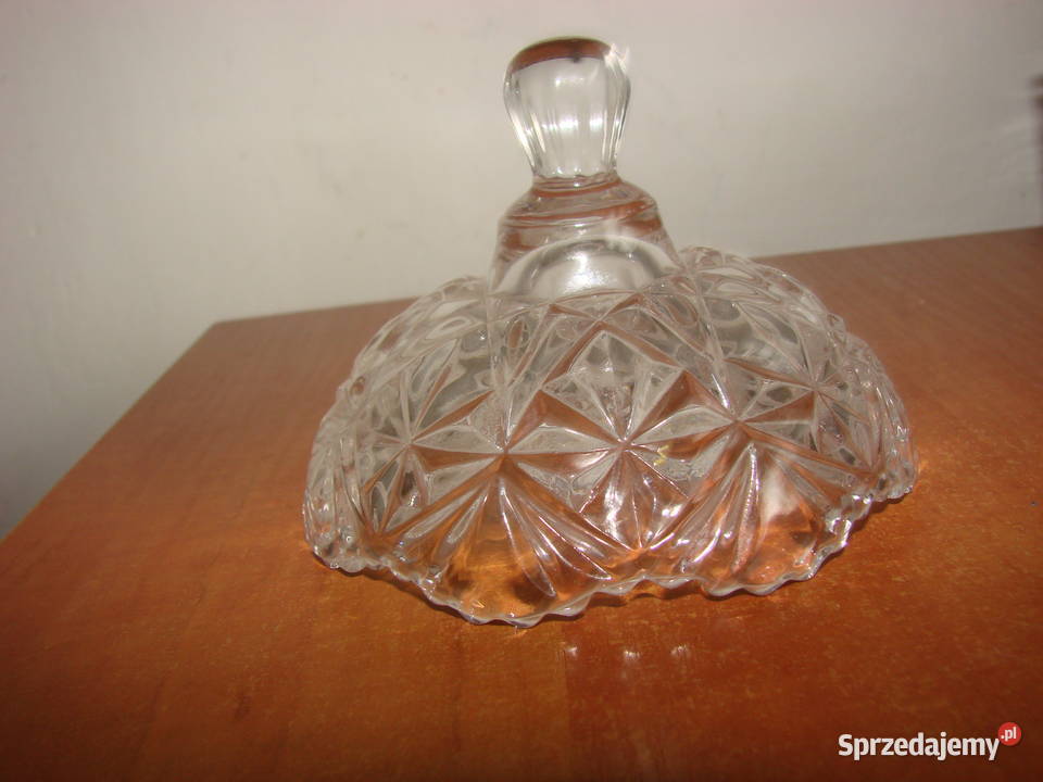 szklana pokrywka cukiernicy PRL Pruszcz Gdański