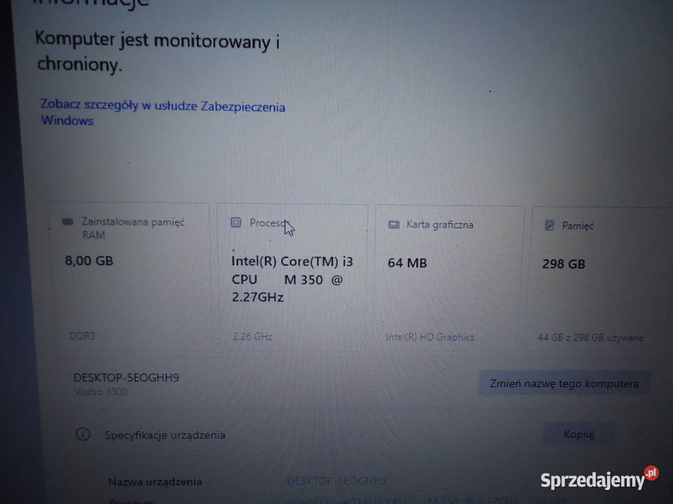 Laptop Dell Vostro 3500Dobra bateria zasilacz 8 sprzedam