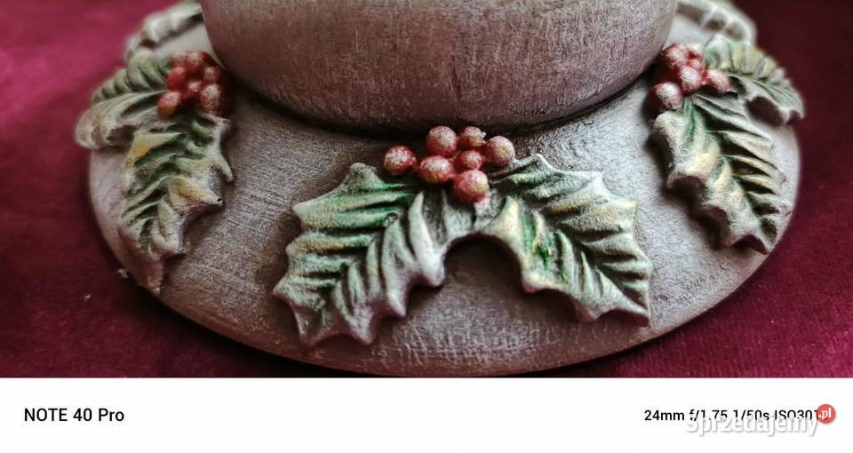 Ręcznie malowany zegar świąteczny z drewna warmińsko-mazurskie Ostróda sprzedam