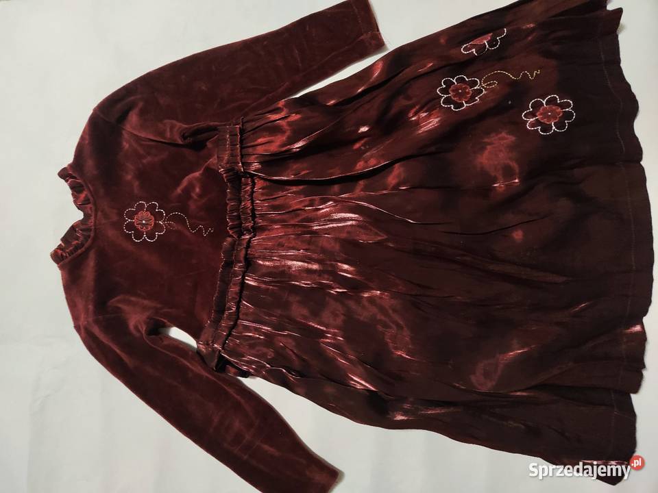 Sukienka bordo 128134 dł rekaw