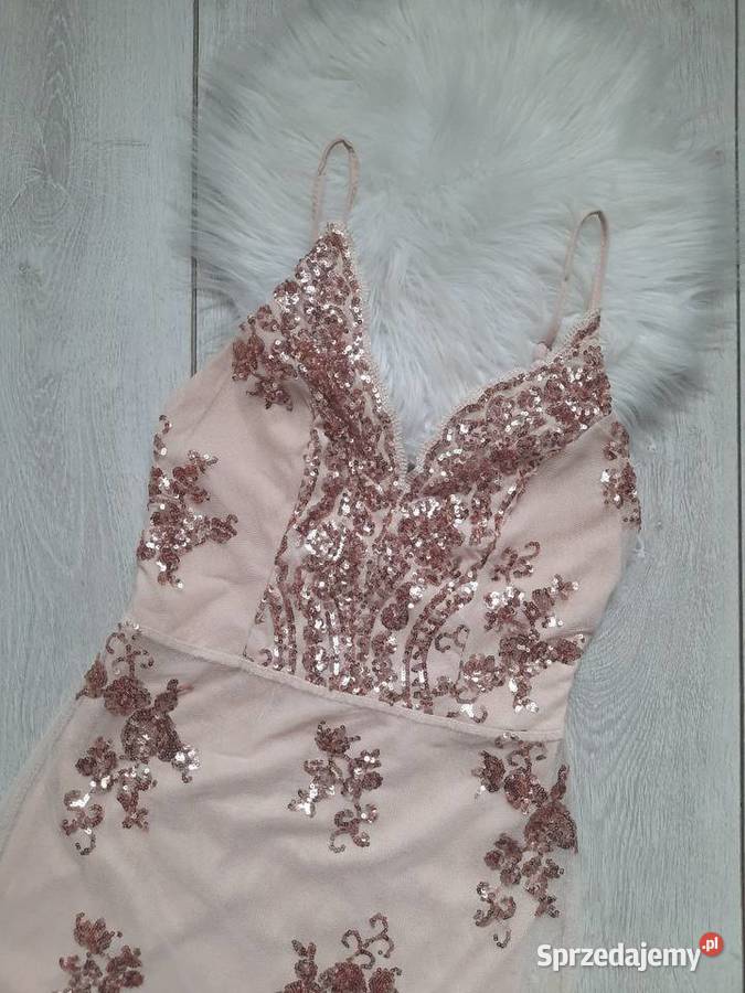 Przepiękna cekinowa sukienka żółty/złoty