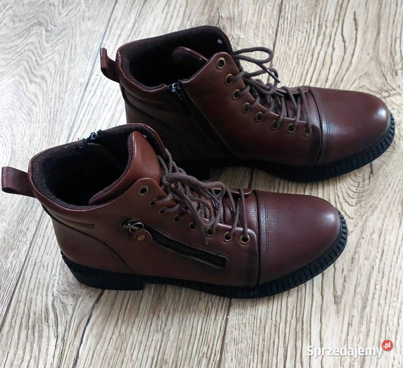 Botki skórzane damskie brązowe marki TSokolski Brzeg