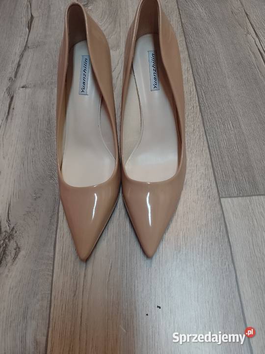 3940 Beżowe czółenka szpilki wieczorowe NOWE 25cm Czółenka Kraków