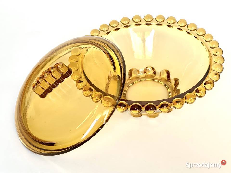 Piękna duża szklana miodowa bomboniera Rudolfova Warszawa sprzedam