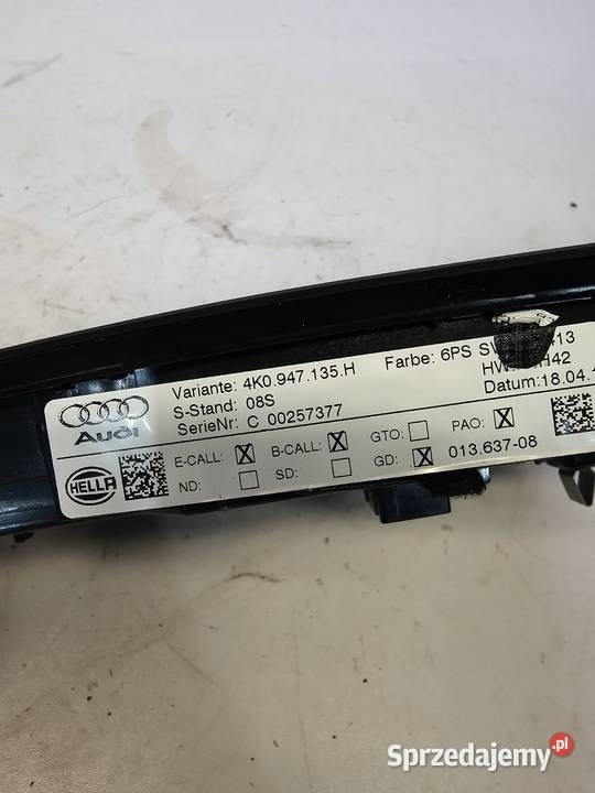 LAMPKA OŚWIETLENIE KABINY AUDI A6 C8 4K0947135H Przystajń