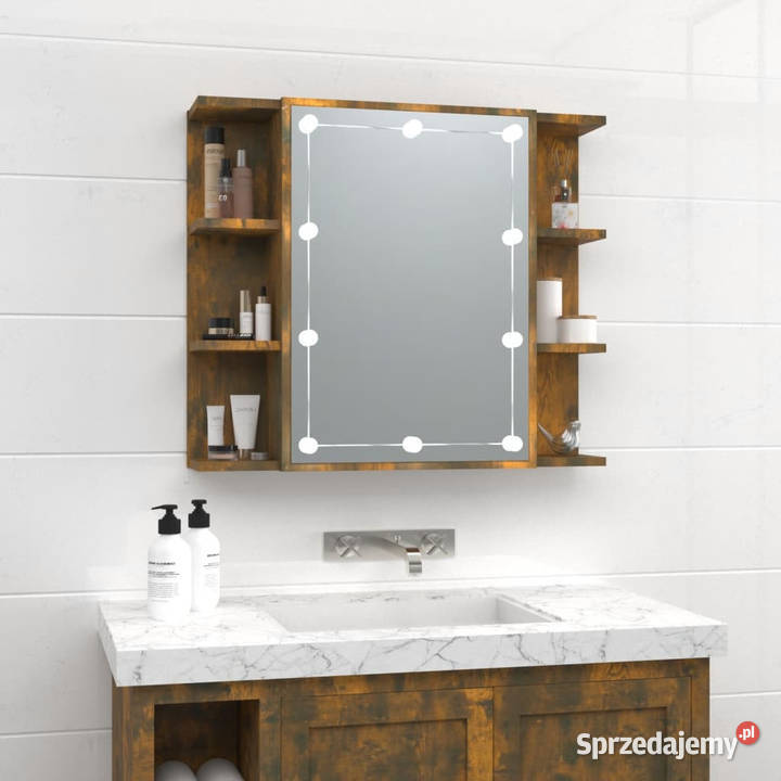 Szafka z lustrem i LED opalany dąb 70x165x60 mazowieckie Warszawa