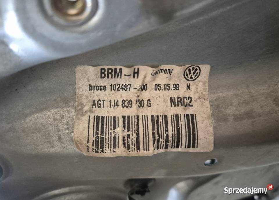 MECHANIZM PODNOŚNIK SZYB TYŁ PRAWY LEWY VW GOLF Działoszyce