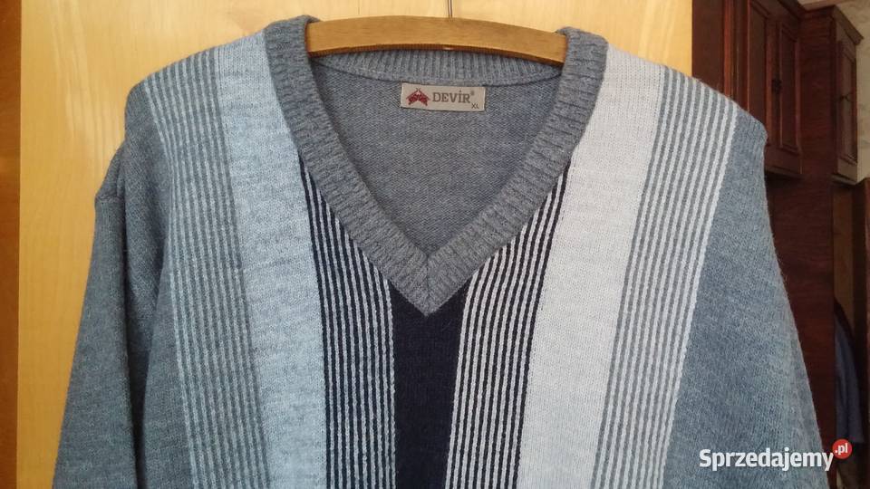 Piękny duży męski sweter XL2XL wełna z acrylem Sosnowiec