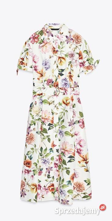 Sukienka midi długa Zara M L bawełna kwiaty Warszawa