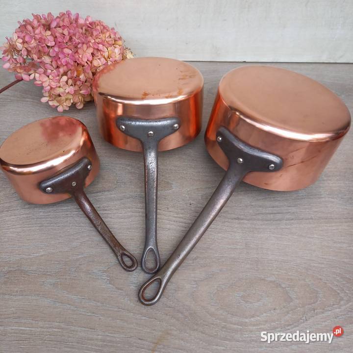 Miedziany garnek miedziany rondel komplet 3 mazowieckie Warszawa