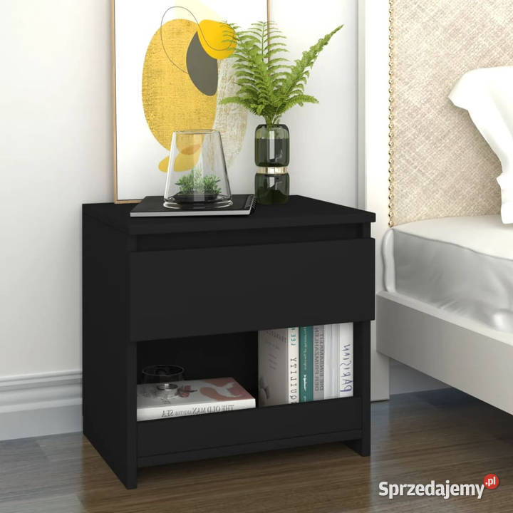 Szafki nocne 2 czarne 40x30x39 materiał Warszawa