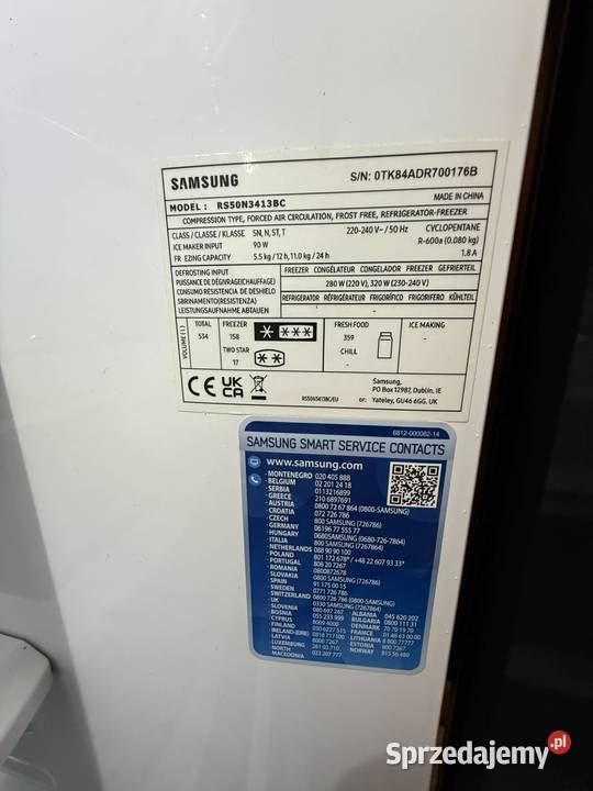 Lodówka Samsung RS50N3513BC Side by Side Czarna