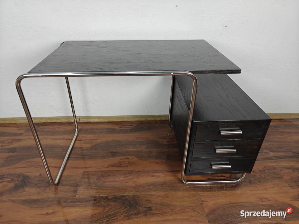 Biurko czarne chrom dąb Bauhaus Art Deco Radom