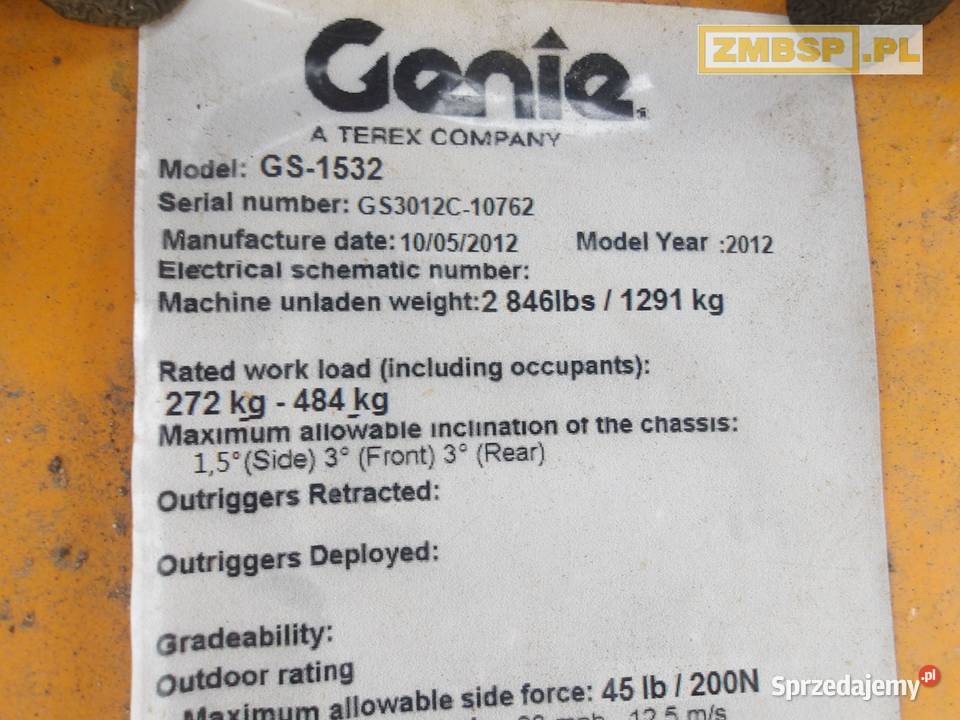 Podnośnik nożycowy zwyżka Genie GS1532 wielkopolskie Pleszew
