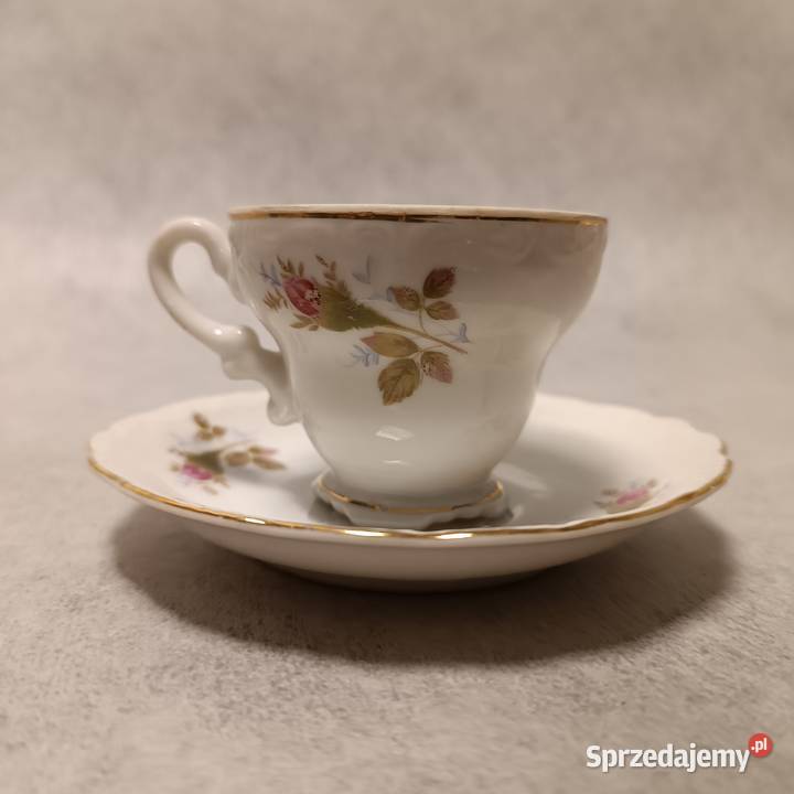 IMPORT Filiżanka Różany Duet Biała Porcelana Dobrzany