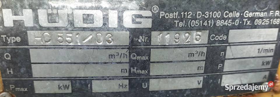Pompa Hudig HC 55103 do igłofiltrów silnik hatz