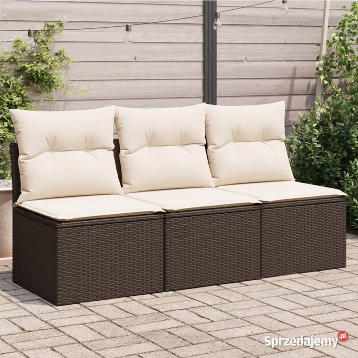 Sofa ogrodowa z poduszkami 3osobowa brązowa Warszawa