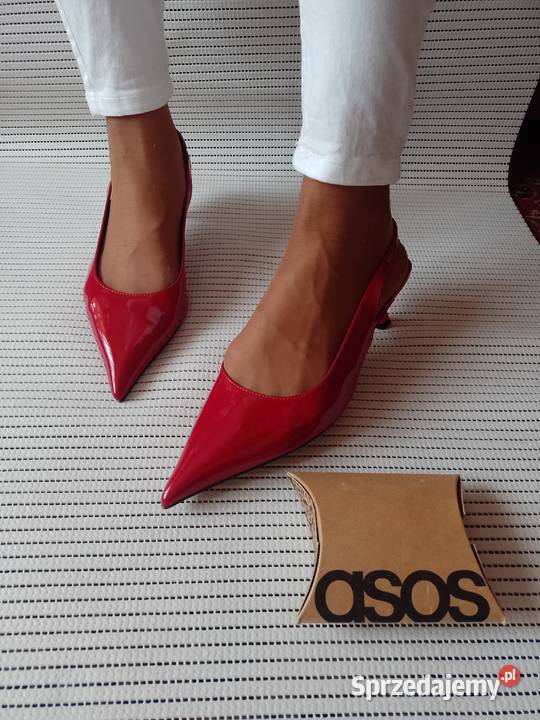 42 ASOS Czerwone niskie czółenka z odkrytą piętą Kraków sprzedam