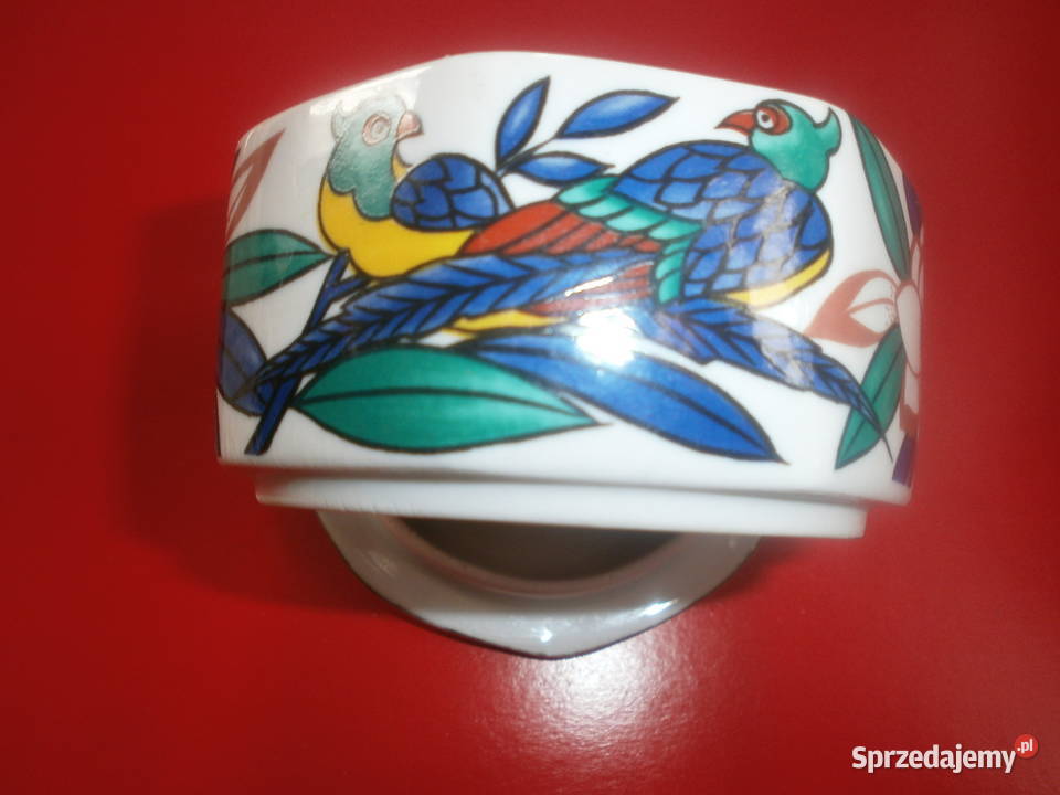 puzderko szkatułka z papugami porcelana wielokolorowy Zielona Góra