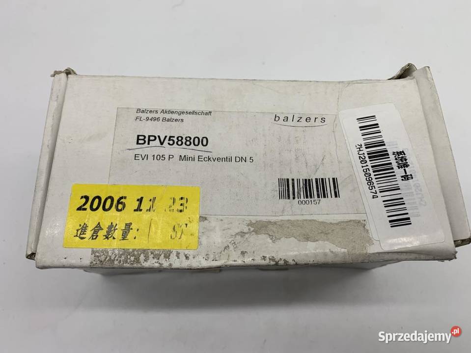 Balzers EVI 105 P No BPV58800 24V Vacuum Valve Warszawa sprzedam