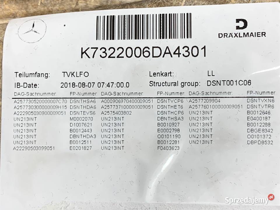 BOCZEK DRZWI PRAWY TYŁ MERCEDES CLS sprzedam