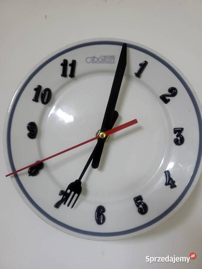 Zegar kuchenny PRL Społem handmade vintage retro biały Zakliczyn